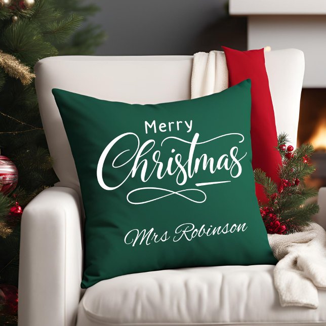 Modern Merry Christmas Script Custom Name Cushion (Creator Uploaded)