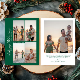 Modern Merry Christmas Script Family Photo  Holiday Card