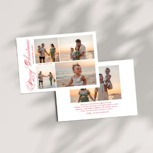 Modern Merry Christmas Script Family Photo Holiday Card