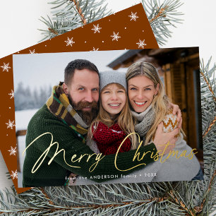 Modern Merry Christmas Script Gingerbread Photo