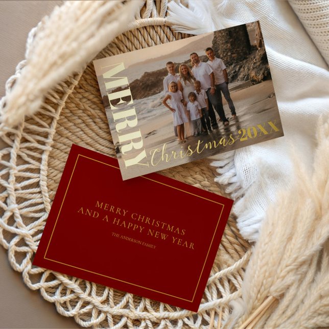 Modern Merry Christmas Script One Photo Gold  (Creator Uploaded)