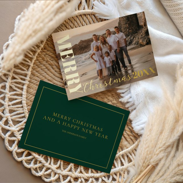Modern Merry Christmas Script One Photo Gold  (Creator Uploaded)