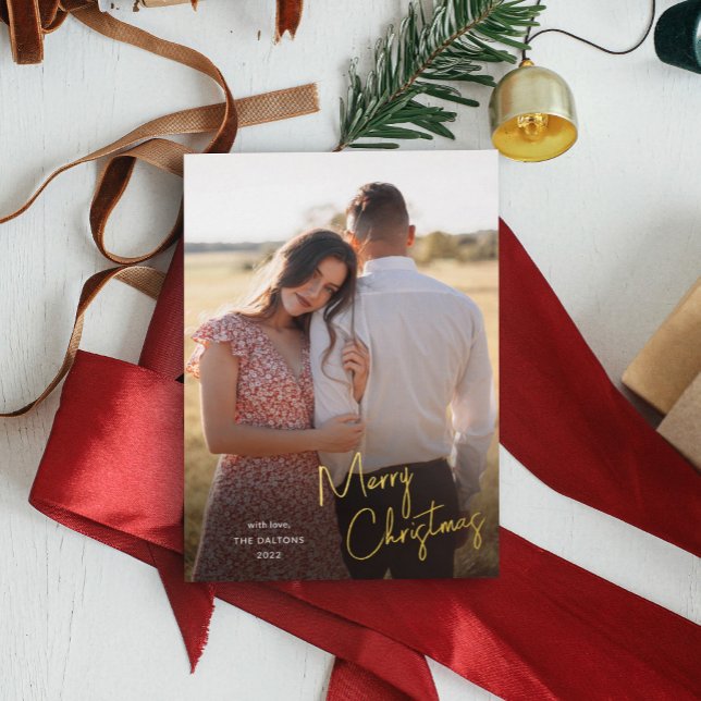 Modern Merry Christmas Script Simple Photo (Creator Uploaded)