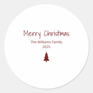 Modern Merry Christmas Simple Evergreen Tree Classic Round Sticker