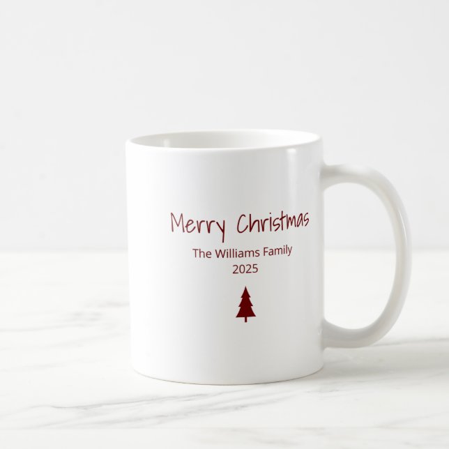 Modern Merry Christmas Simple Evergreen Tree  Coffee Mug (Right)