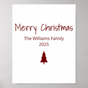 Modern Merry Christmas Simple Evergreen Tree  Poster