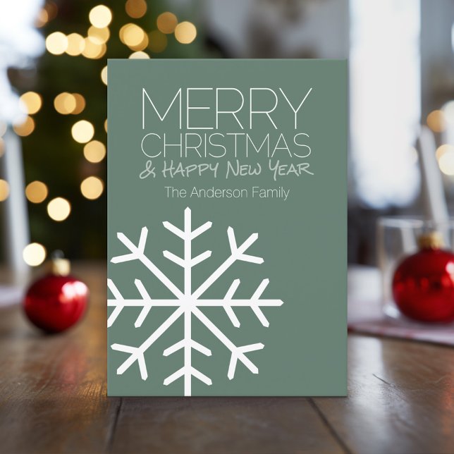 Modern Merry Christmas Snowflake - Non-photo Holiday Card (Modern, Minimal Christmas Card with Large Snowflake)