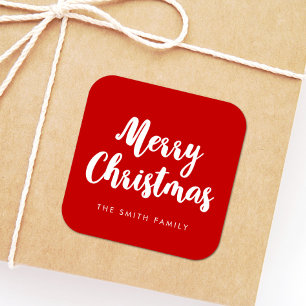 Modern Merry Christmas Square Sticker
