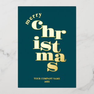 Modern Merry Christmas Teal Corporate Logo