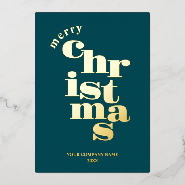 Modern Merry Christmas Teal Corporate Logo (Front)