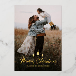 Modern Merry Christmas Tree Trio 2 photo Gold