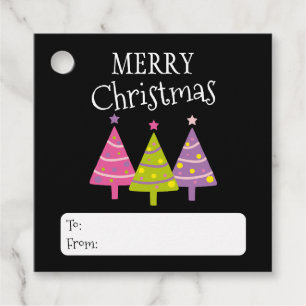 Modern Merry Christmas Trees Favour Tags