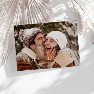Modern Merry Christmas Trendy one photo family 