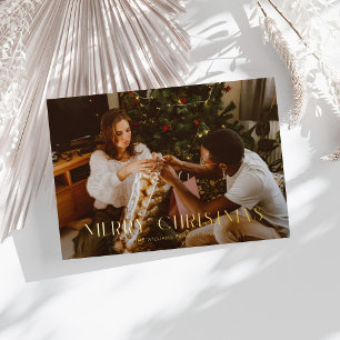 Modern Merry Christmas Trendy one photo family 