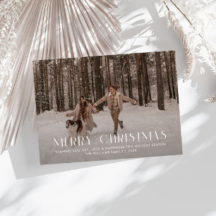Modern Merry Christmas Trendy one photo family  Holiday Card