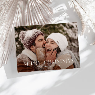 Modern Merry Christmas Trendy one photo family  Holiday Card