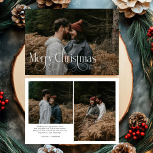 Modern Merry Christmas Trendy photo family Holiday Card
