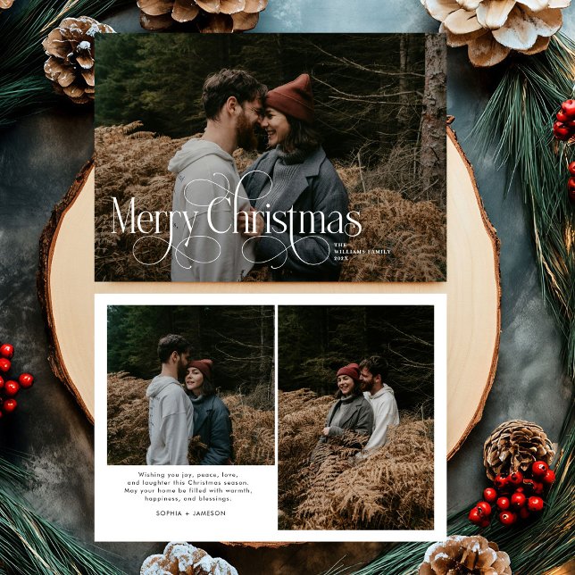Modern Merry Christmas Trendy photo family  Holiday Card (Creator Uploaded)
