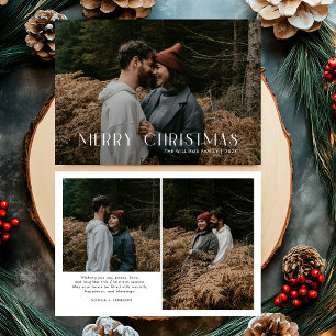 Modern Merry Christmas Trendy photo family  Holiday Card