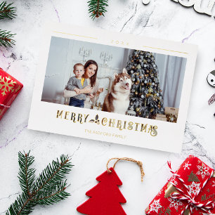 Modern Merry Christmas Typography Custom Photo