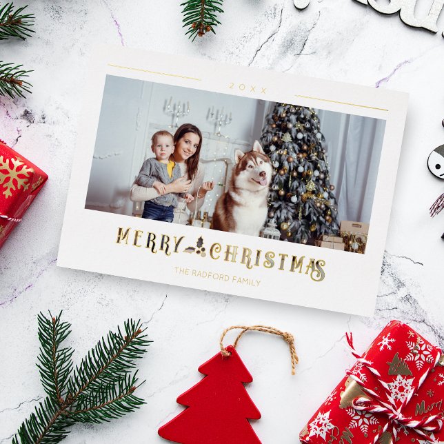 Modern Merry Christmas Typography Custom Photo (Creator Uploaded)
