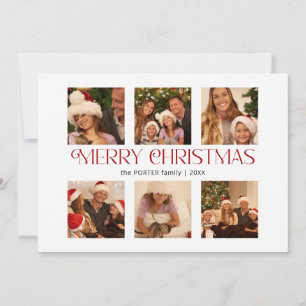 Modern Merry Christmas Typography Multi-Photo Holiday Card
