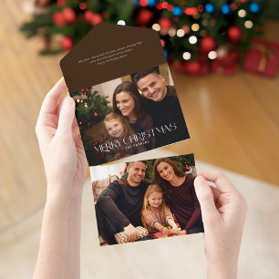 Modern Merry Christmas Typography Photo All In One Invitation