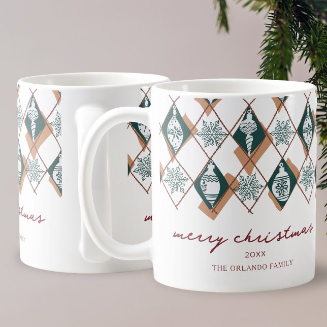 Modern Merry Christmas Typography Red Green  Coffee Mug (Creator Uploaded)