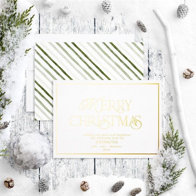 Modern Merry Christmas White Foil Holiday Card (Creator Uploaded)
