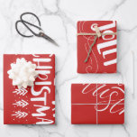 Modern Merry Christmas White Script Holly Jolly Wrapping Paper Sheet<br><div class="desc">3 different styles of Holiday Season customisable gift wrapping paper for your personalisation.</div>