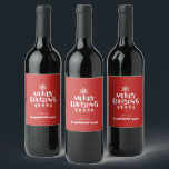 Modern Merry Christmas White Script Personalised<br><div class="desc">Holiday Season customisable wine labels for your personalisation.</div>