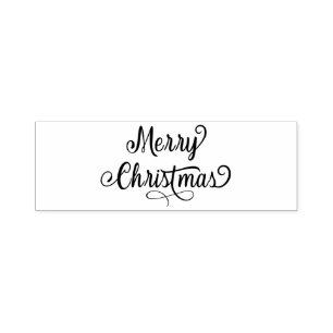 Modern Merry Christmass Family Name Return Address Self-inking Stamp