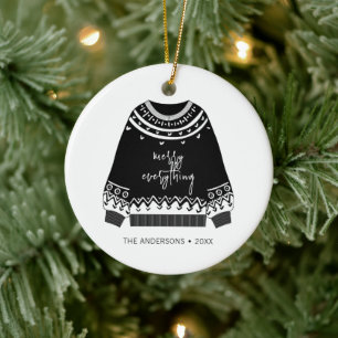 Modern Merry Everything Christmas Sweater Holiday Ceramic Tree Decoration