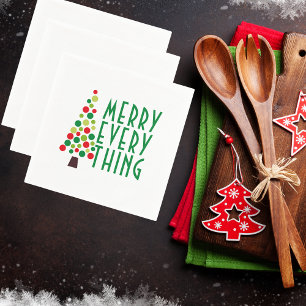 Modern Merry Everything Holiday Tree Napkin