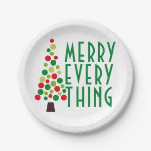Modern Merry Everything  Holiday Tree  Paper Plate
