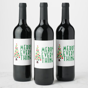 Modern Merry Everything  Holiday Tree   Wine Label