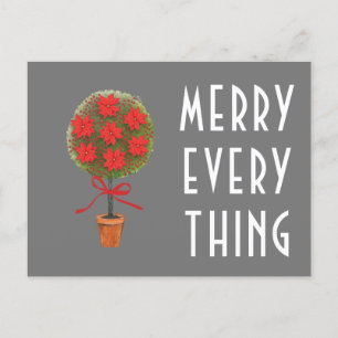 Modern Merry Everything Topiary Christmas Postcard