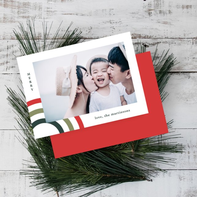 Modern Merry Festive Christmas Holiday Photo Card (Creator Uploaded)