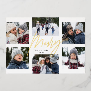 Modern merry gold 6 photo Christmas collage