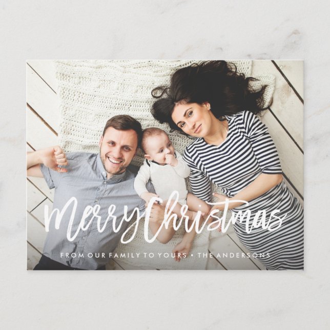 Modern Merry Holiday Photo Card (Front)