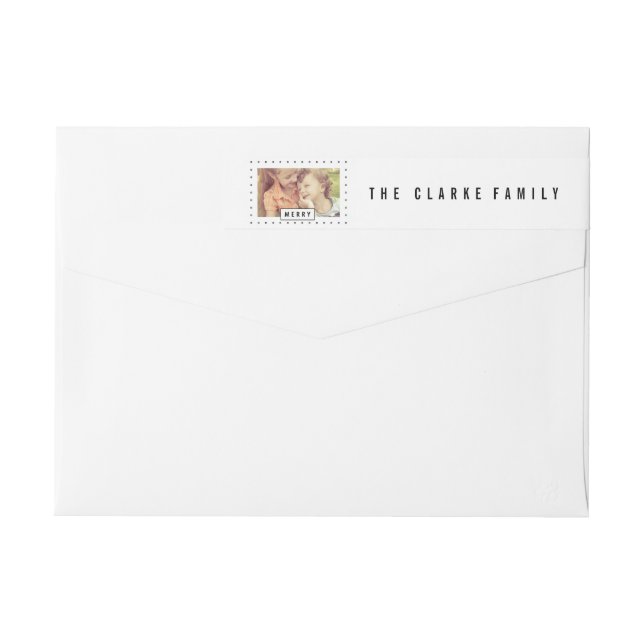 Modern Merry | Holiday Photo Return Address Wrap Around Label (Back)