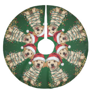 Modern merry Lab christmas tree puppy dog pattern Brushed Polyester Tree Skirt