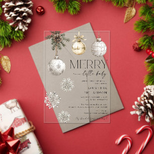 Modern merry little baby shower gender neutral acrylic invitations