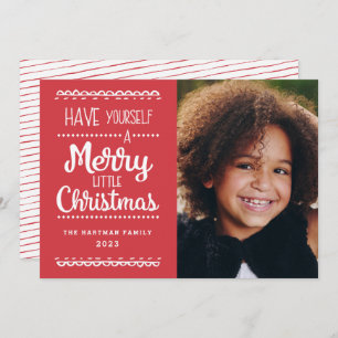 Modern Merry Little Christmas Cute Red Photo Holiday Card
