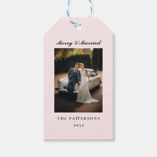 Modern Merry Married customer specific photo Gift Tags