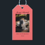 Modern Merry Married customer specific photo  Gift Tags<br><div class="desc">"Merry Married" Christmas,  customer specific photo holiday gift tag.</div>