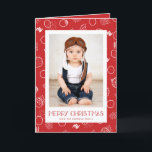 Modern Merry | Red | Vertical Photo Holiday Card<br><div class="desc">This fun photo Christmas greeting card features modern typography,  hand sketched circles and smudges,  and a red and white colour scheme.  The background colour can be customised to any colour you'd like!</div>