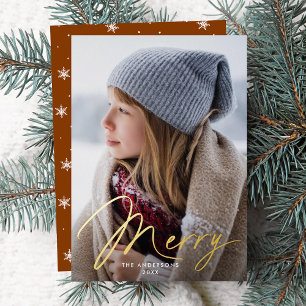 Modern Merry Signature Script Gingerbread Photo