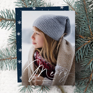 Modern Merry Signature Script Navy Photo