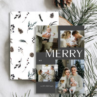 Modern Merry Winter 4 Photo Black Watercolor Xmas
